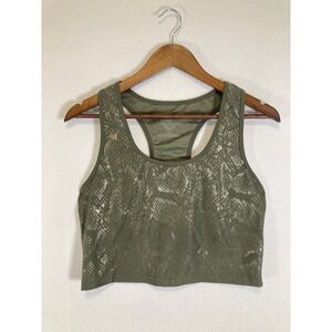Athleisure Evolution‎ and Creation Womens L Green Metallic Snakeskin Crop Top
